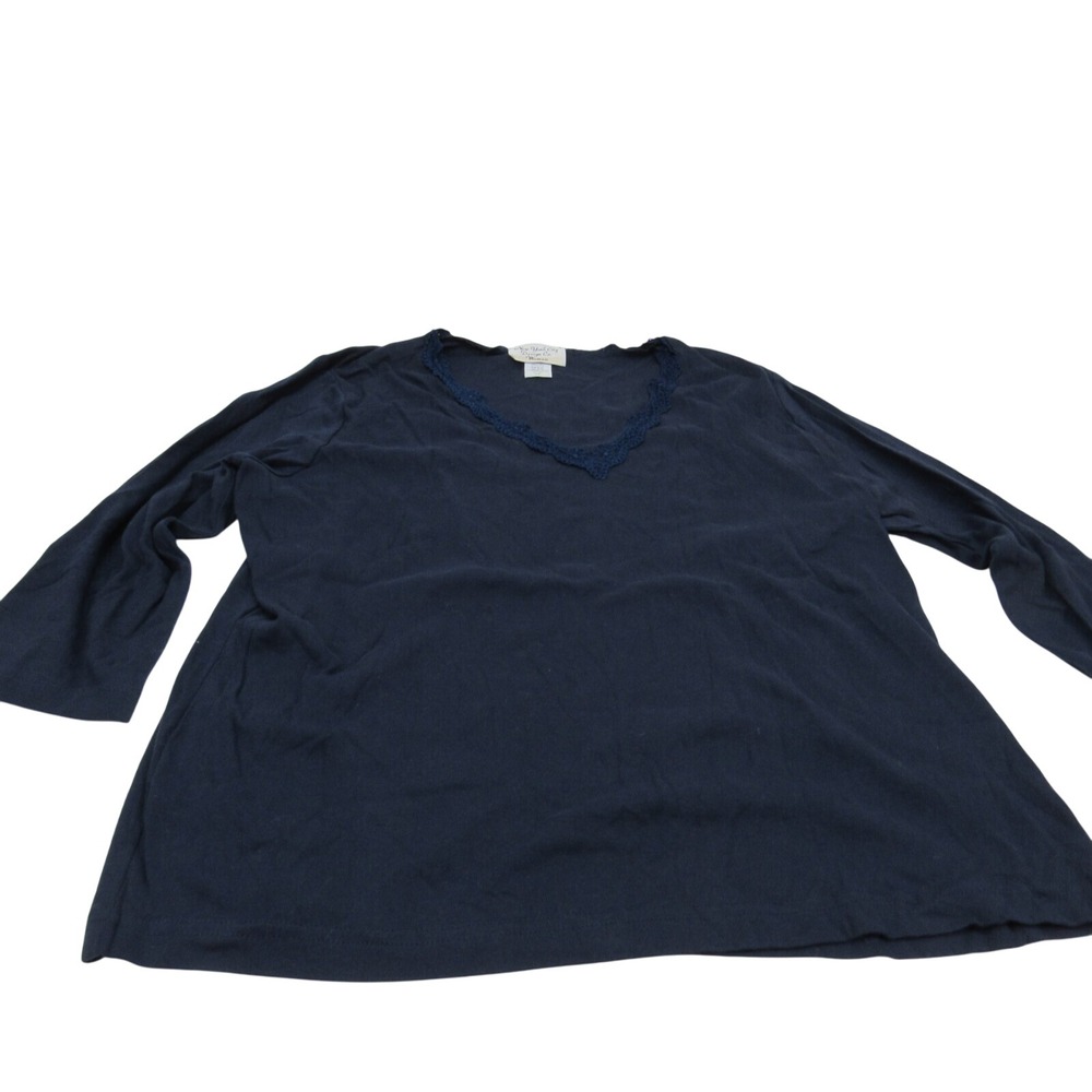 New York City Design Co.,‎ Women's Size 1X, Blue, 3/4 Sleeve, Lace Trim V-Neck
